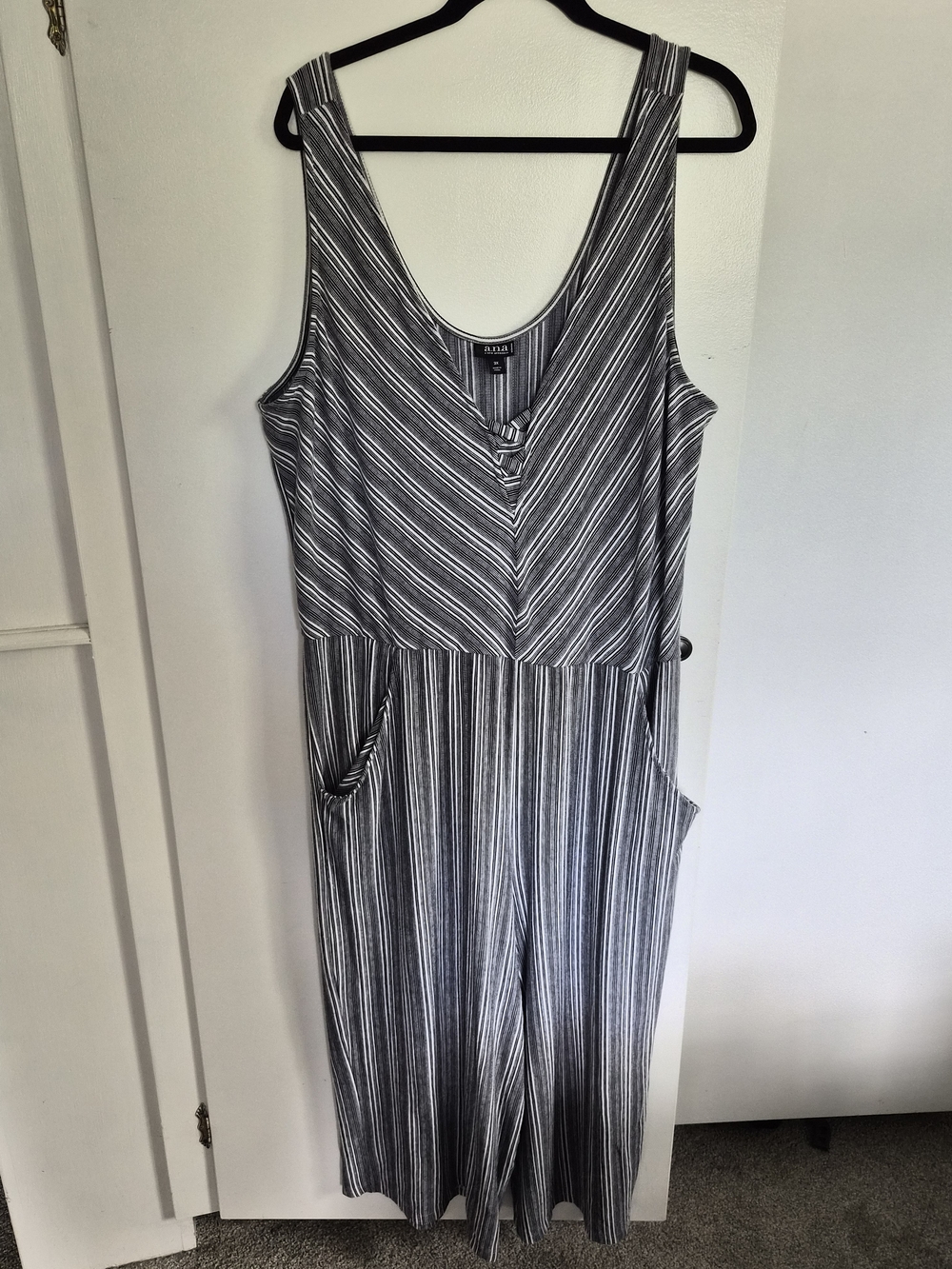 Womens Plus Striped Baby blue Sleeveless Jumpsuit, Size 3x